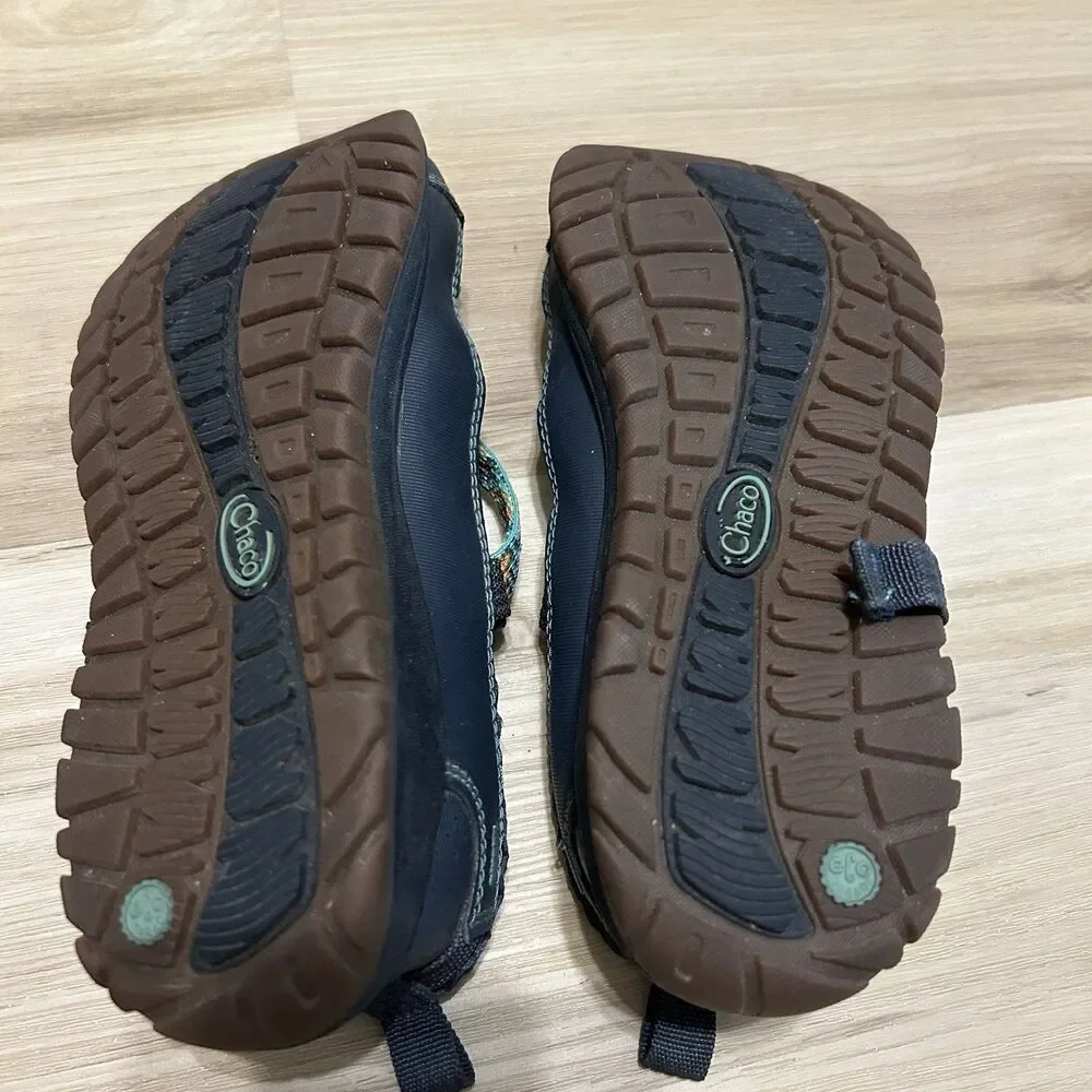 Chaco Odyssey Youth Water Sandals Kids Size 2 Navy Green Sport